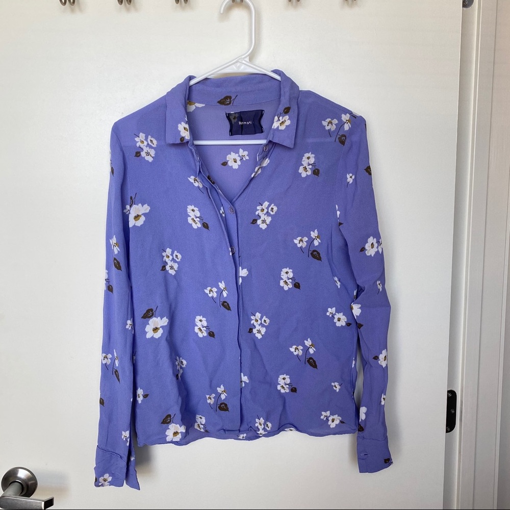 Reformation purple floral blouse